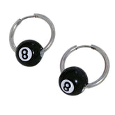 8 Ball Hoop Earrings