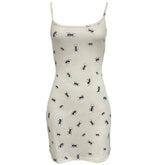 All Over Ant Print Ribbed Slip Dress