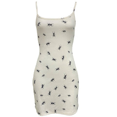 All Over Ant Print Ribbed Slip Dress