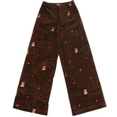 Bear Embroidery Cord Pants