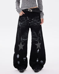 Black Star Wide Leg Jeans