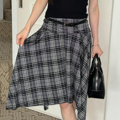 Blokette Asymmetrical Plaid Skirt