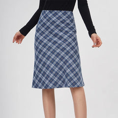 Worry Less Blue Plaid Midi Skirt
