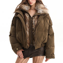 Cinnamon Swirl Fur Puffer Jacket
