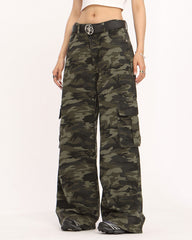 Camo Wide-Leg Cargo Pants