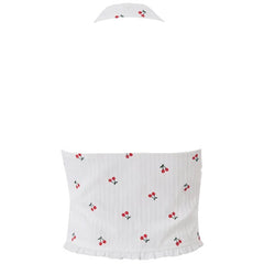 French Summer Cherry Halter Top