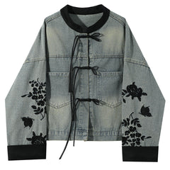 Chinese Style Embroidered Denim Jacket