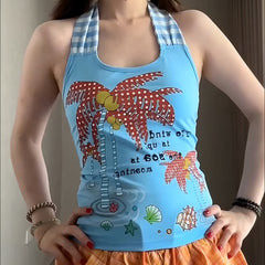 Coconut Girl Blue Halter Top