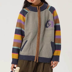 Colorful Striped Indie Kid Zip Sweater