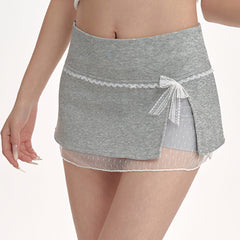 Coquette Aesthetic Lace Bow Skort