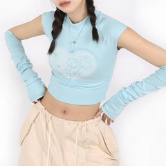 Pastel Soft Girl Tee with Arm Warmers