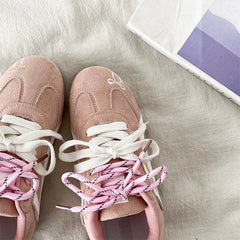 Pink Bow Embroidery Sneakers