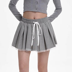 Preppy Drawstring Mini Skirt
