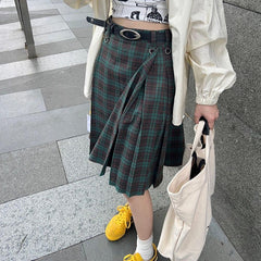 Preppy Style Checkered Kilt Skirt