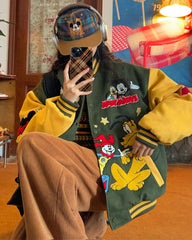 Cartoon College Style Bomber Jacket