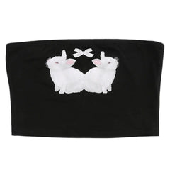 Y2K Rabbit Print Tube Top