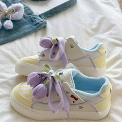 Yellow Tulip Aesthetic Sneakers