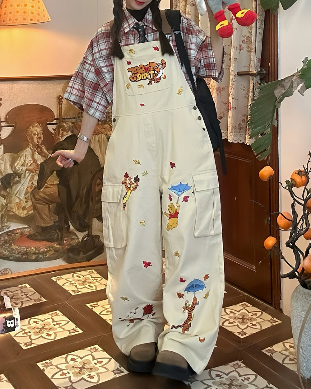 90's Kids Embroidery Overalls