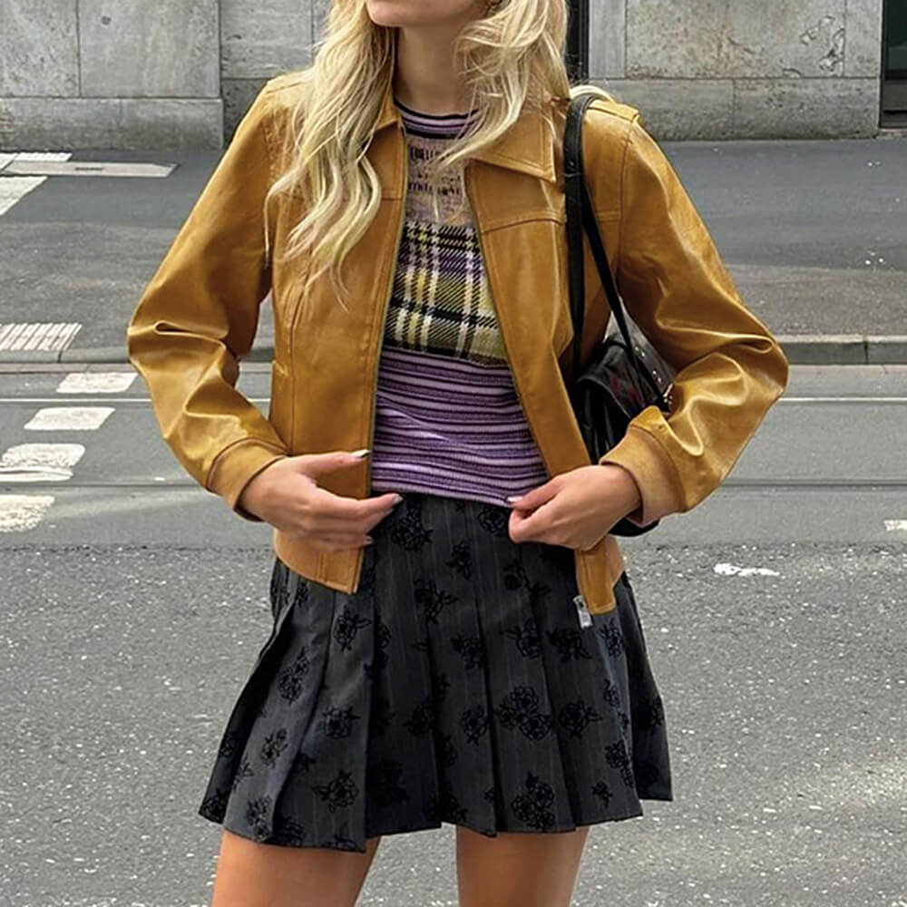 90s Mustard Leather Jacket