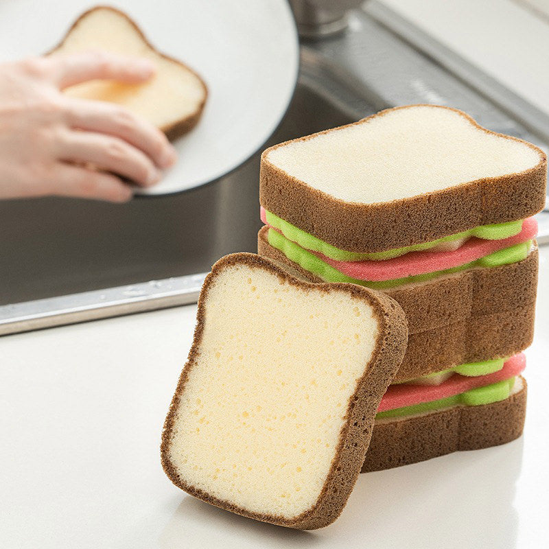 Cute Toast Dishwashing Sponge