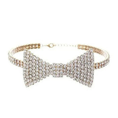 Y2K Style Rhinestone Bow Necklace