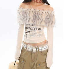 Y2K Aesthetic Fur Top