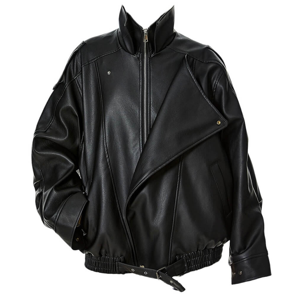 Model Off Duty Buckle Leather Jacket