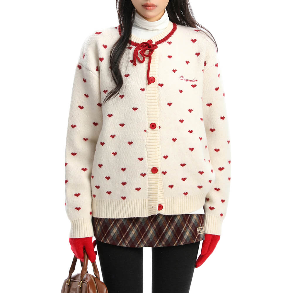 Croissant Run Heart Cardigan