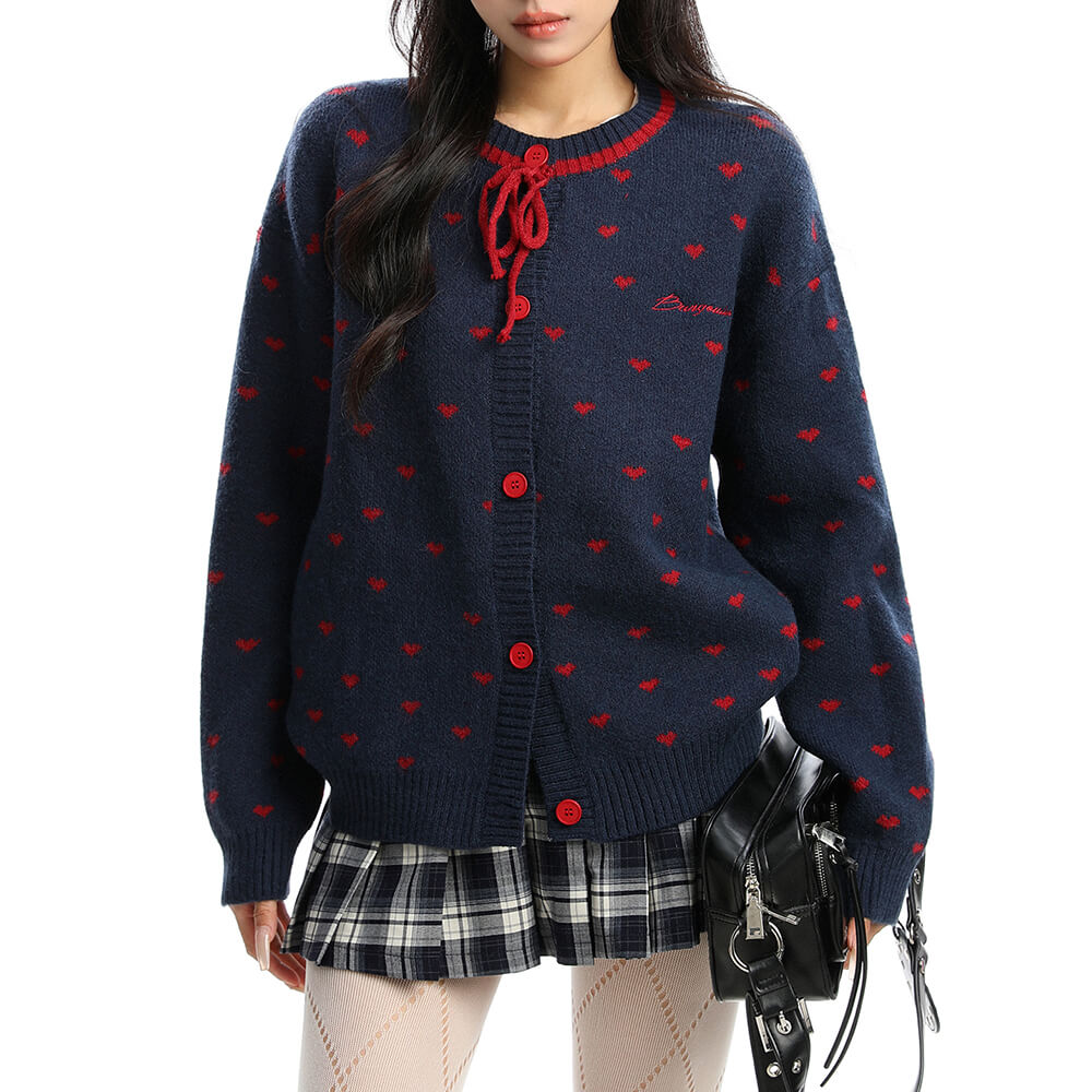 Croissant Run Heart Cardigan