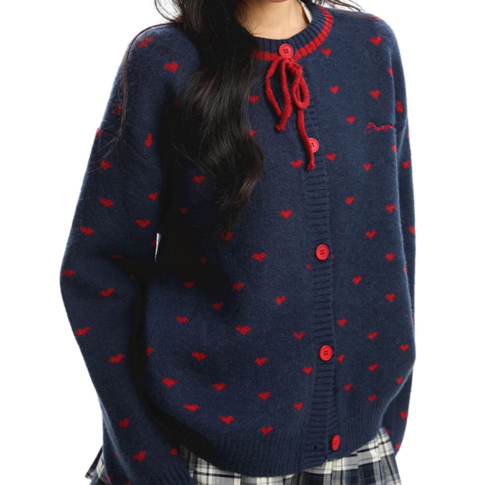 Croissant Run Heart Cardigan