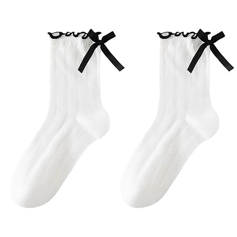 Preppy Aesthetic Bow Ruffle Socks