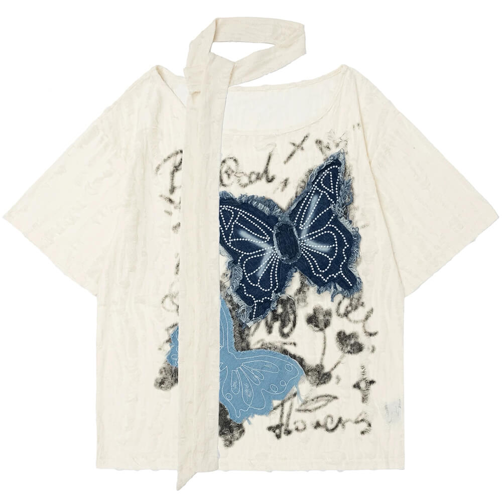 2007 Aesthetic Butterfly Patch Tee