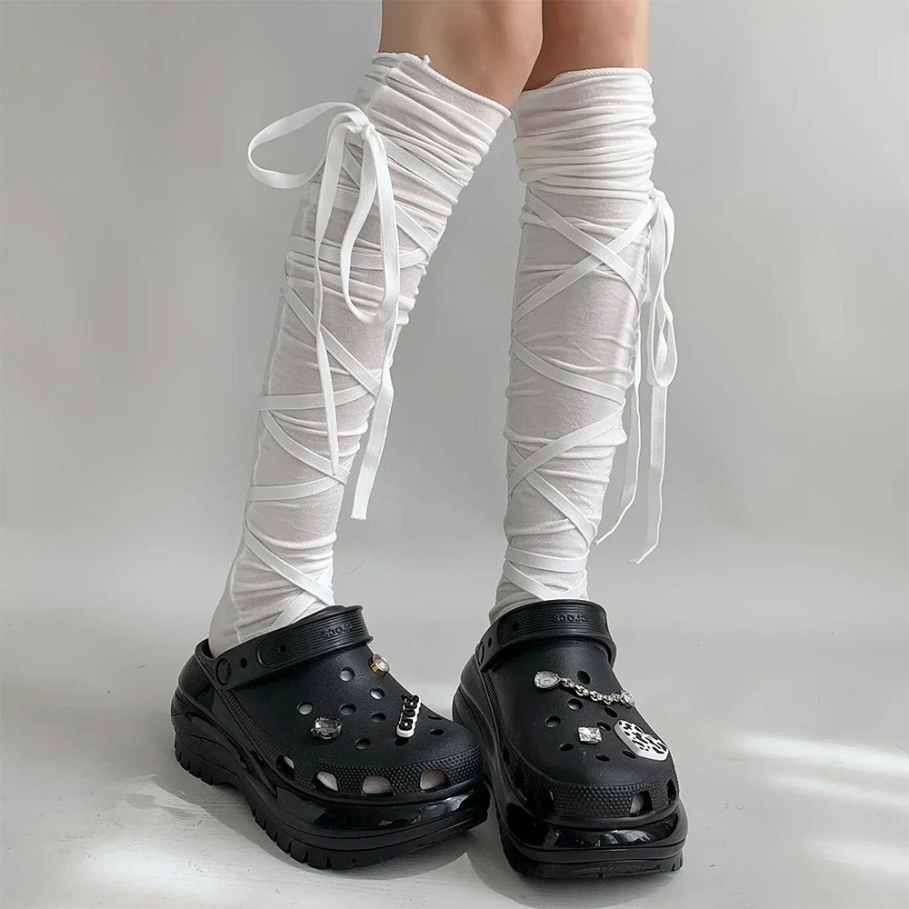 Balletcore Tie Up Knee High Socks