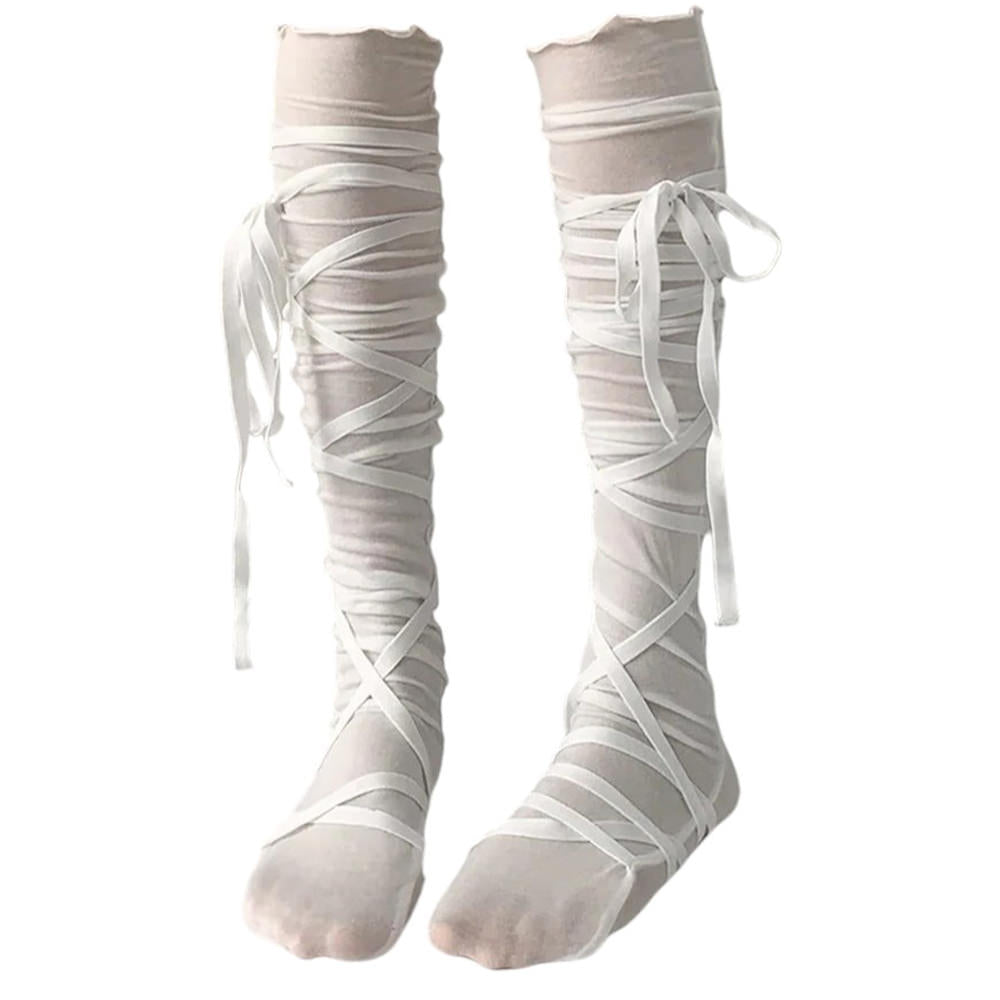 Balletcore Tie Up Knee High Socks