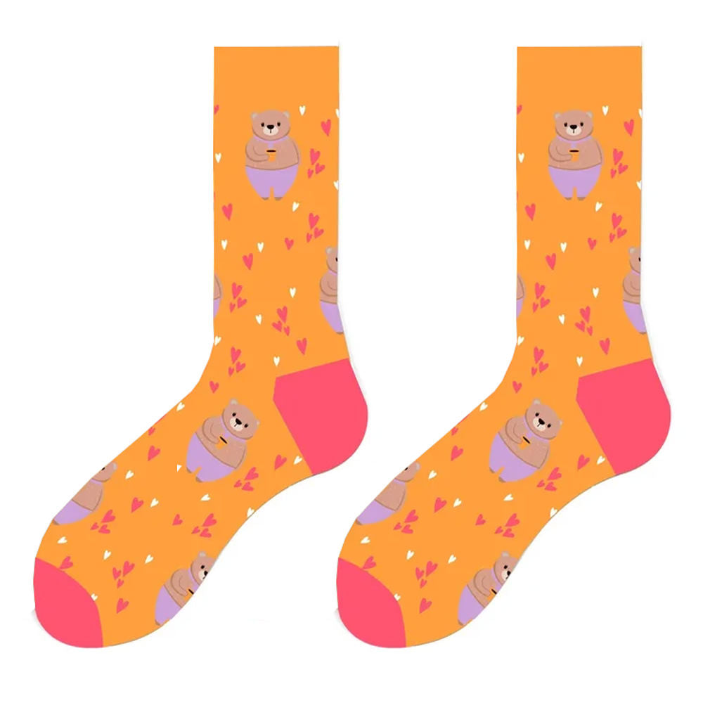 Bears & Hearts Print Socks