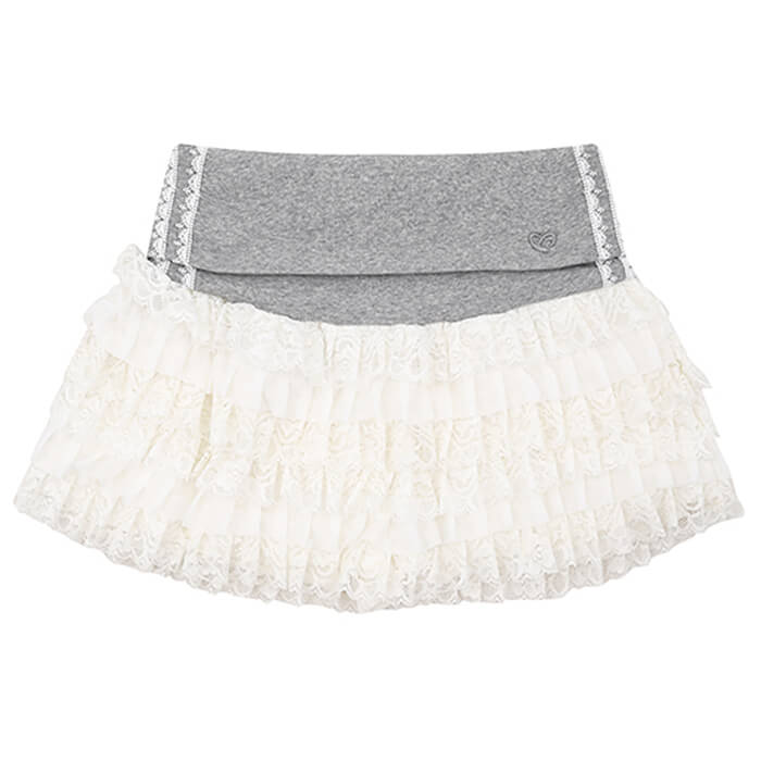 Blokette Ruffle Lace Mini Skirt