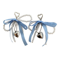 Baby Blue Plaid Bow Shoe Charms