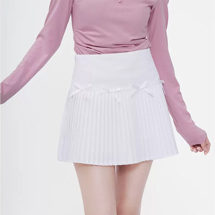 Playful Bows Pleated Mini Skirt