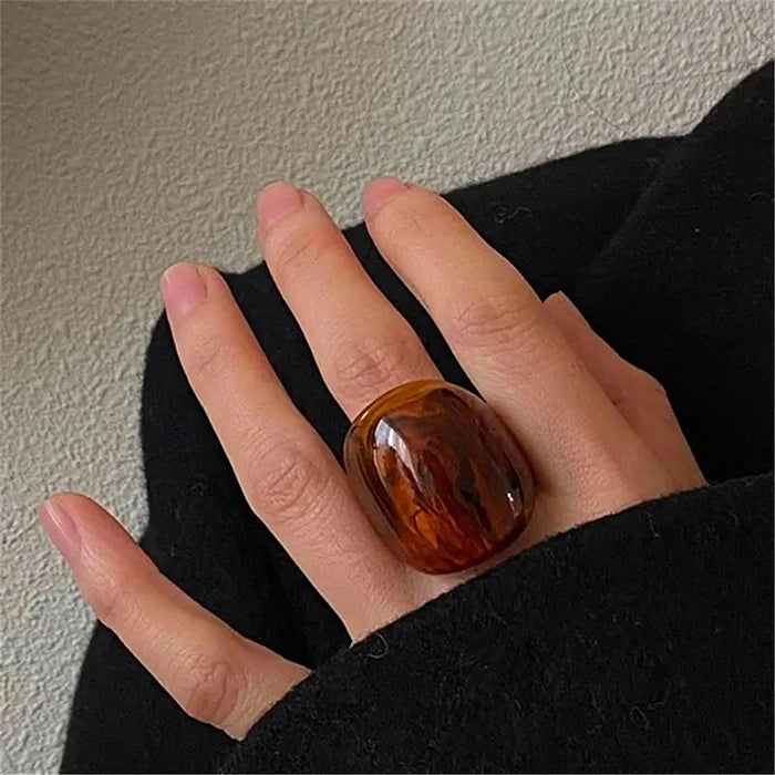 Brown Chunky Resin Ring