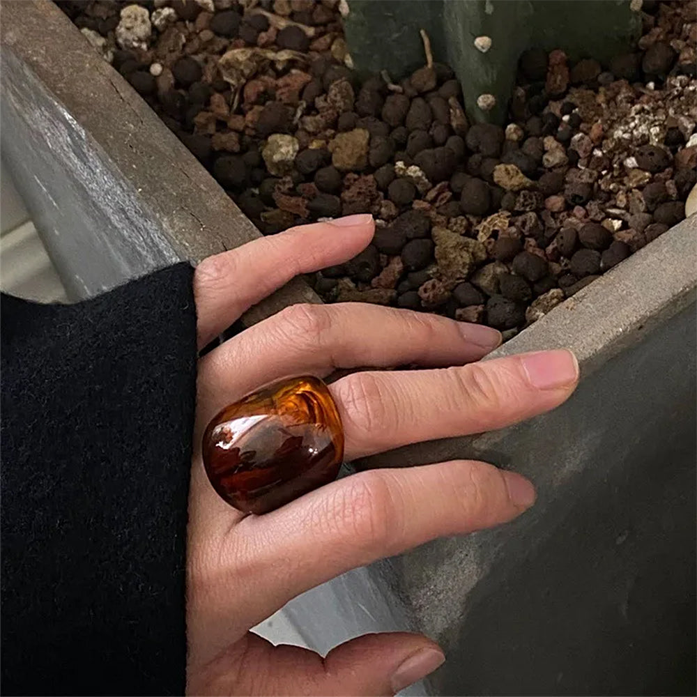 Brown Chunky Resin Ring