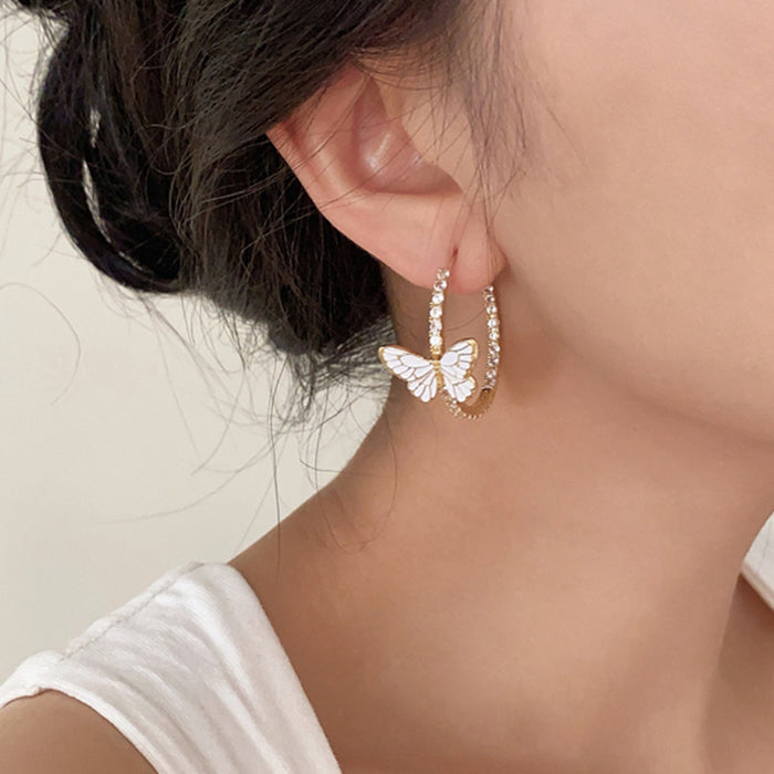 Butterfly Crystal Hoop Earrings