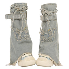 Butterfly Patch Y2K Denim Leg Warmers