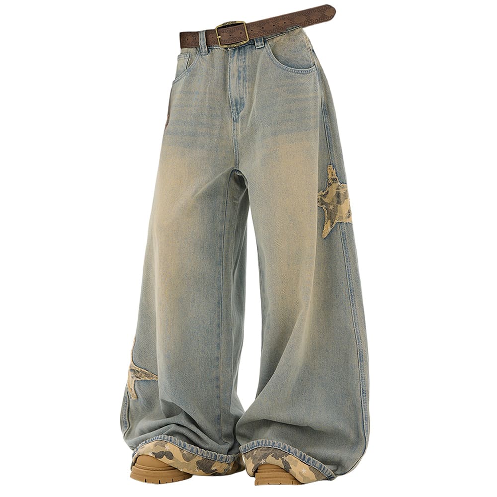 Camouflage Star Wide Leg Jeans