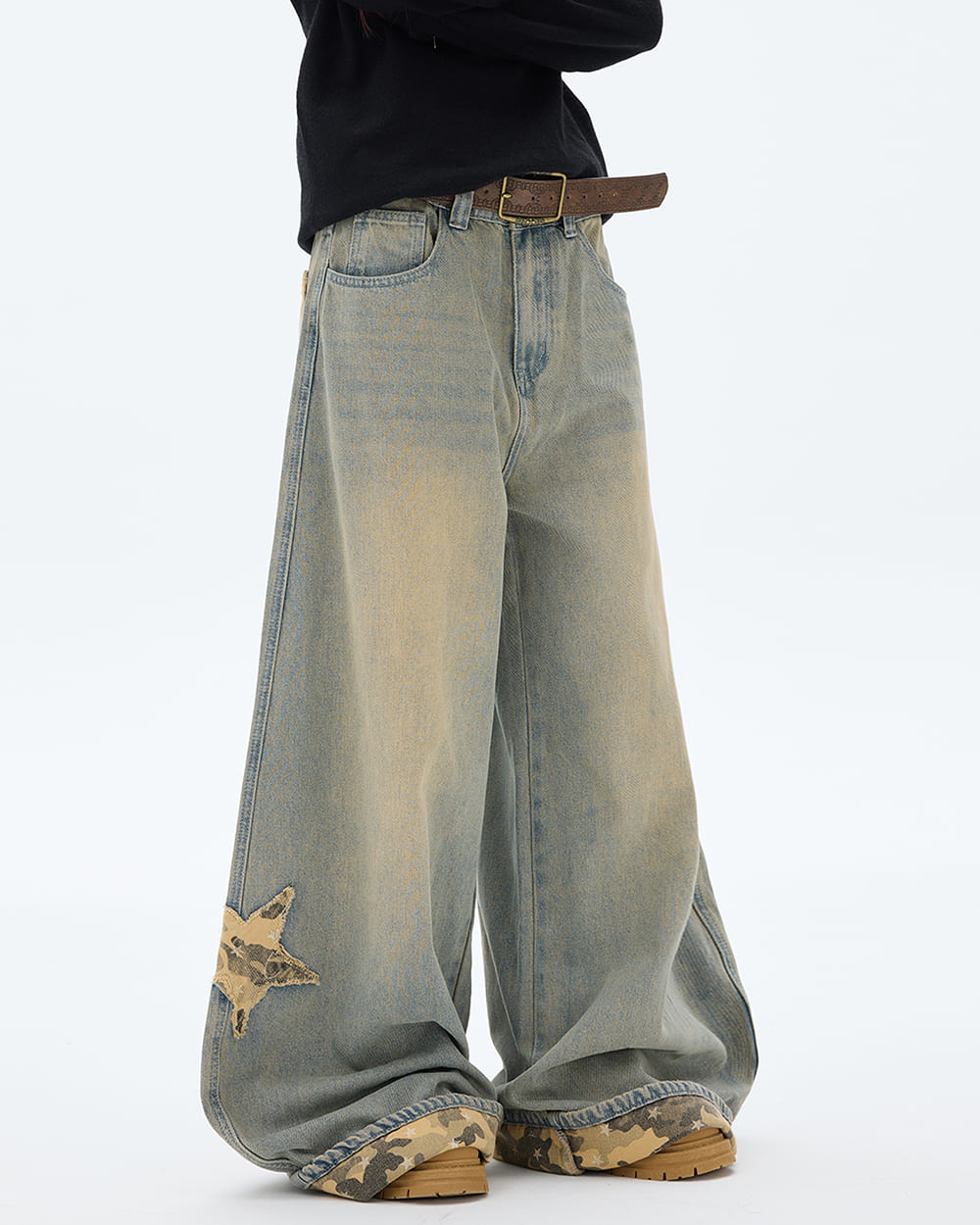 Camouflage Star Wide Leg Jeans