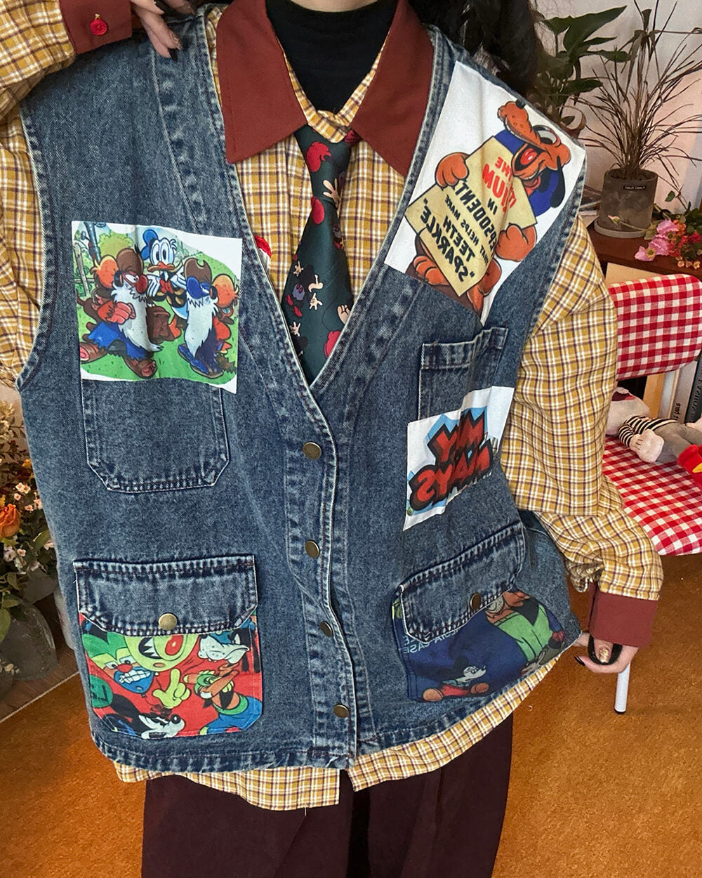 Cartoon Patches 90s Denim Vest