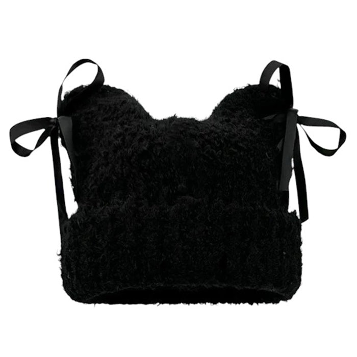 Cat Ear Beanie with Bows
