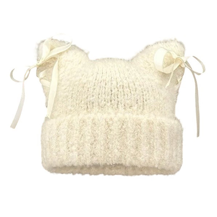 Cat Ear Beanie with Bows