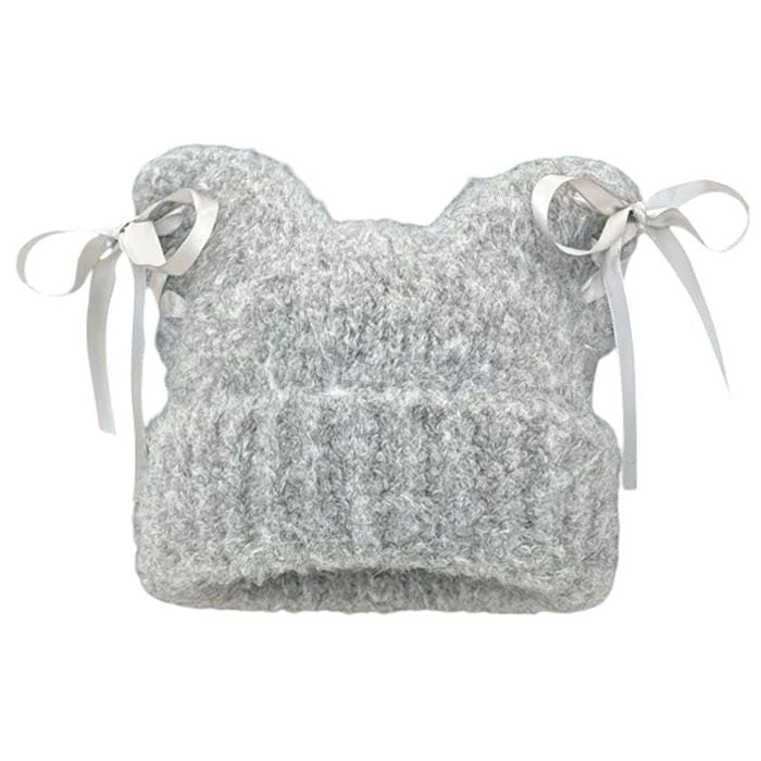 Cat Ear Beanie with Bows