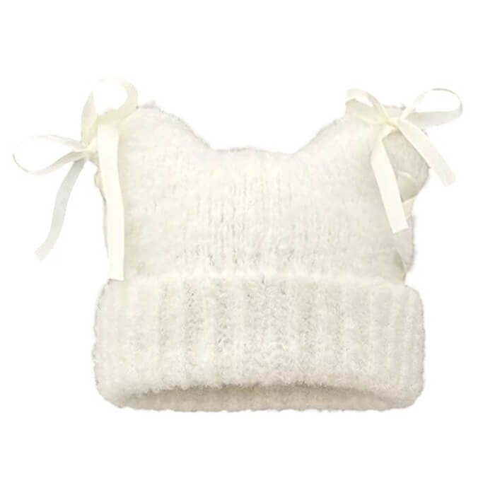 Cat Ear Beanie with Bows