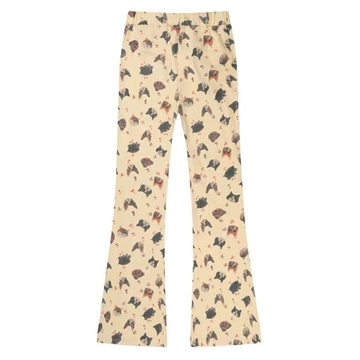 Cat Print Graphic Pants